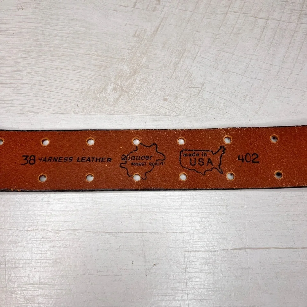 Vintage Chaucer Brown Harness Leather Perforated Belt NWT